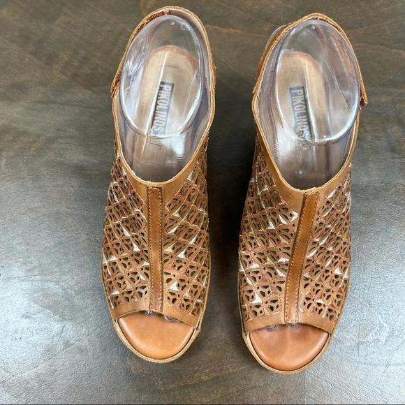 Pikolinos Capri Sandal Brandi Laser Cut Open Toe Boho Wedge Comfort - Picture 7 of 10
